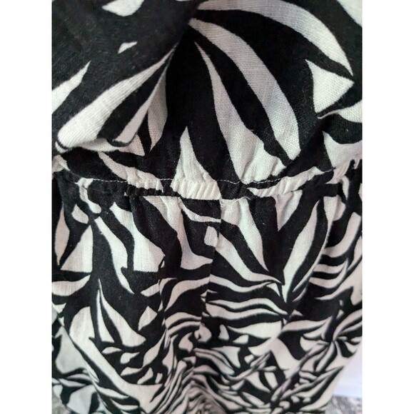 J Jason Wu Romper Women's sz 2X Linen Blend Black White Hawaiian Botanical Zip - Picture 4 of 16